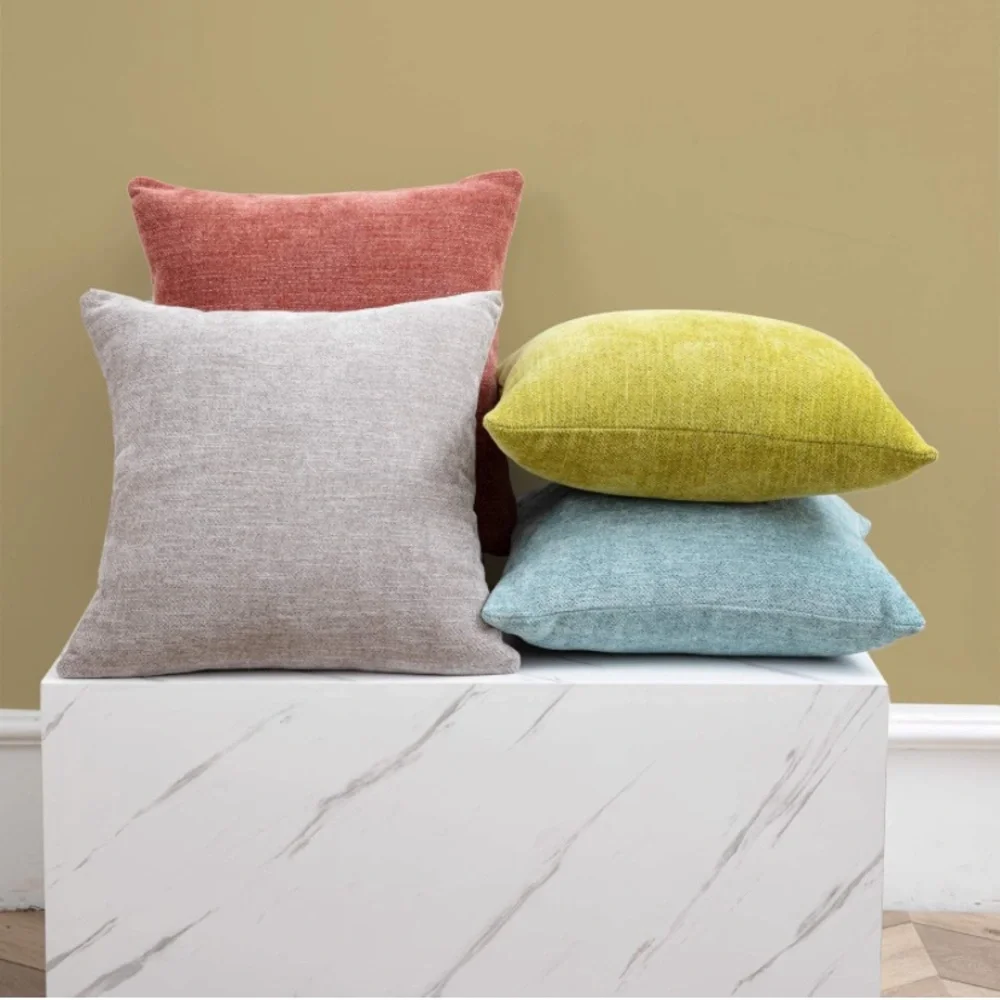 Luxury Home | Rustic Farmhouse Light Grey Thick Chenille Throw Pillow Covers